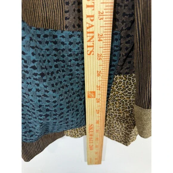 Vtg Carole Little Women Tunic Shirt  Boho Animal Print Floral Button Up Brown 16 - Picture 7 of 13